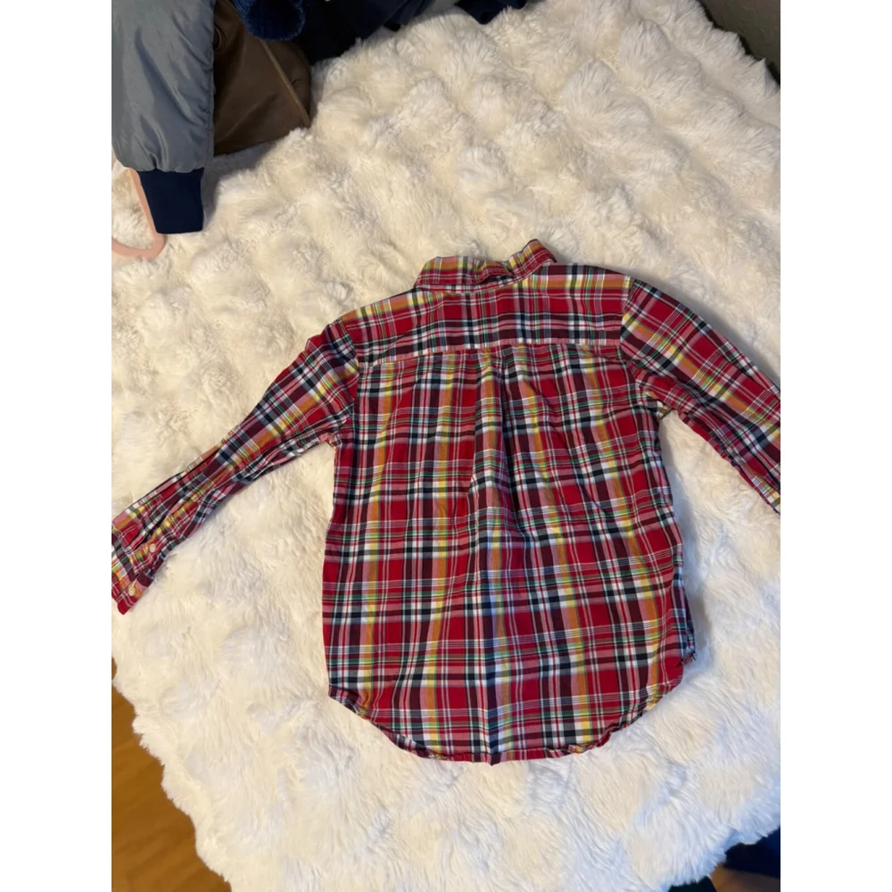 Preowned, Ralph Lauren Long Sleeve Button Down Shirt Boys Red Plaid, size 5